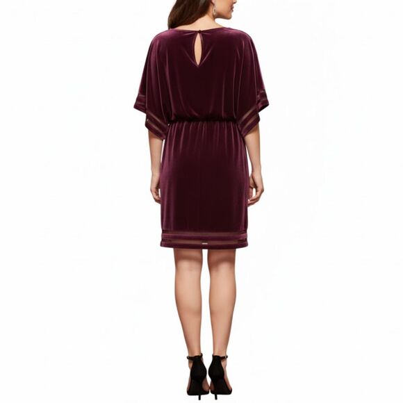 NWT Jessica Howard Wine Velvet Shift Dress 12P Petite - Picture 7 of 14